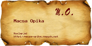 Macsa Opika névjegykártya